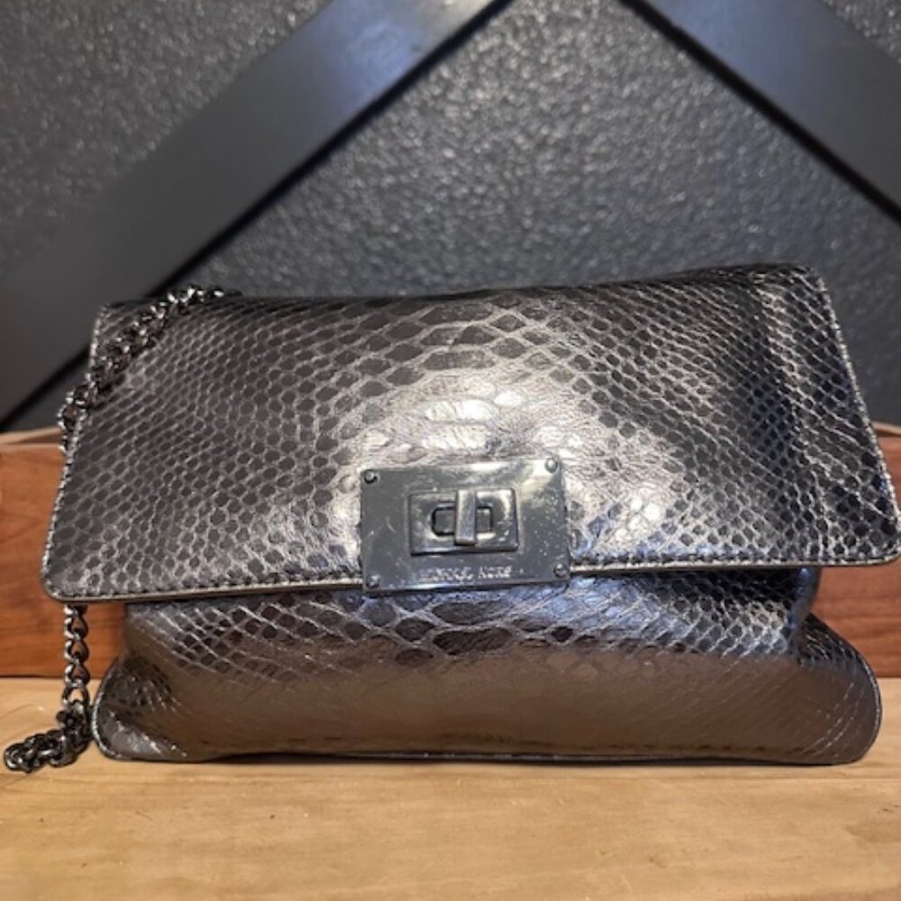 Michael Kors Parker Medium Metallic Snake-Embossed Leather Shoulder Bag